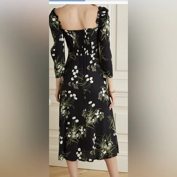 Reformation Fairway Floral Print Crepe Midi Dress - Picture 2 of 9